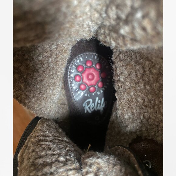 Relife by Rieker - Knit Cuff Lace-Up Winter Boots Black Brown (8 - 8.5 US) - Picture 5 of 7